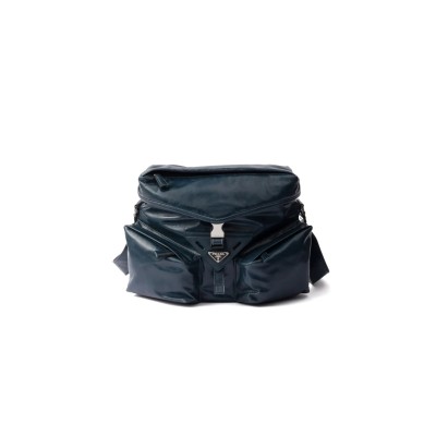 PRADA LEATHER SHOULDER BAG IN BLUE 2VD062 (29*23*15cm) 